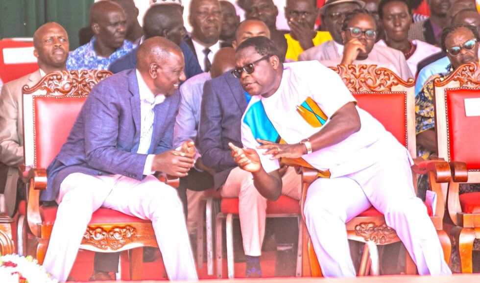 Bungoma county Governor Keneth Lusaka at a Past function with President William Ruto