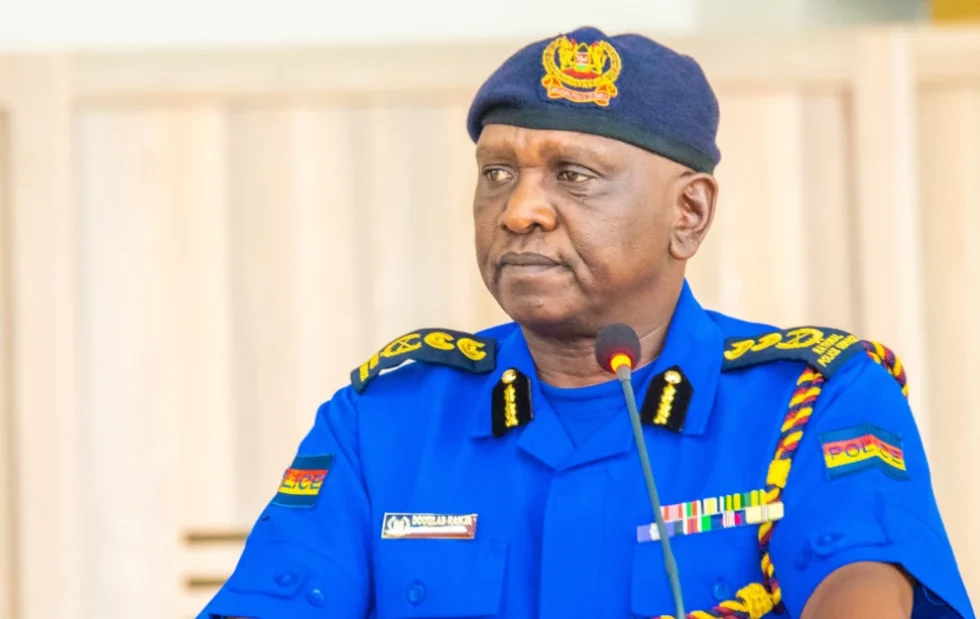 Inspector General of Police Douglas Kanja during a past press address. PHOTO | COURTESY | NPS