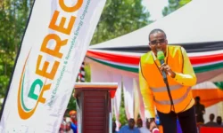 Malava MP David Athman Ndakwa speaks during grid-connection drive by the Rural Electrification and Renewable Energy Corporation (REREC) in the constituency