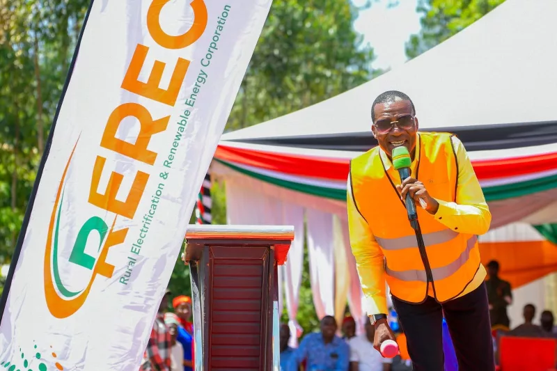 Malava MP David Athman Ndakwa speaks during grid-connection drive by the Rural Electrification and Renewable Energy Corporation (REREC) in the constituency